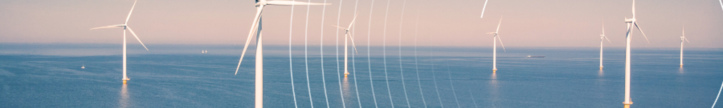 Offshore wind farm with wave logo watermark